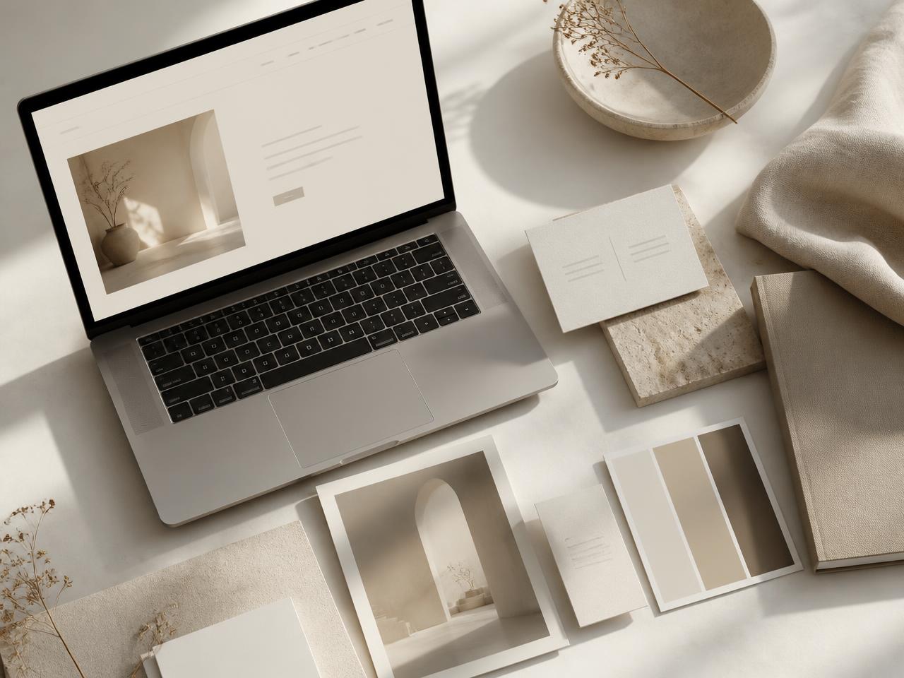 Abstract mockup of a refined brand identity and website direction